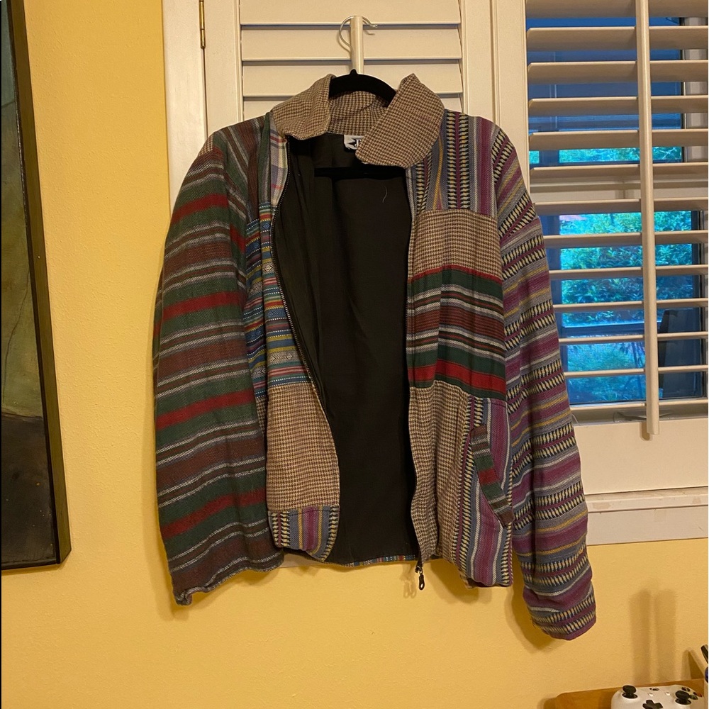 cross patched zip up jacket